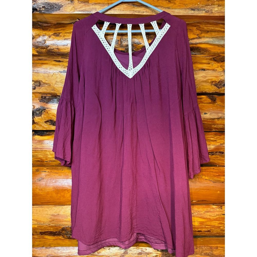 Entro Burgundy Wine Swing‎ Dress Size Medium - Picture 3 of 7